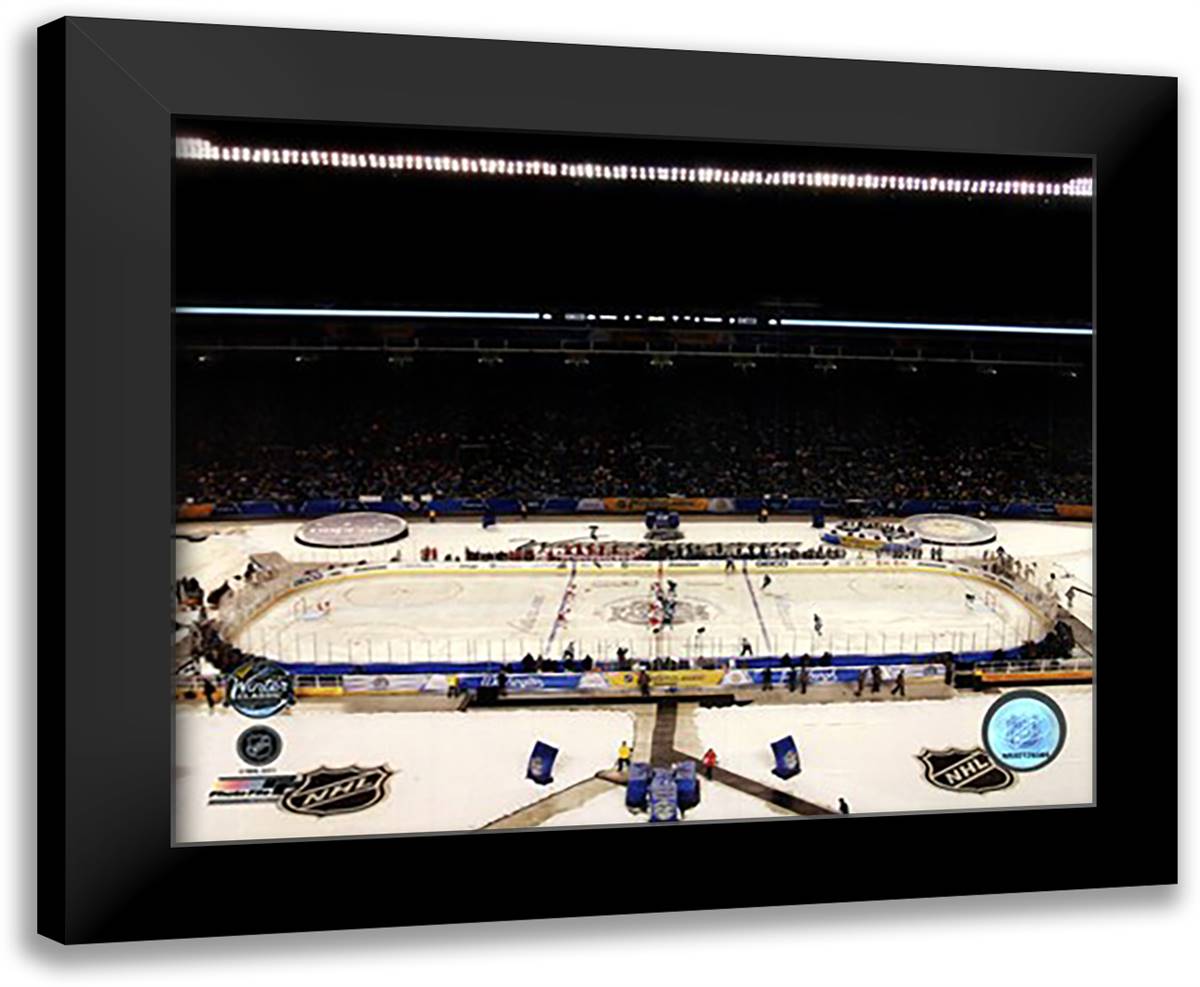 Heinz Field 2011 NHL Winter Classic 14x12 Black Modern Wood Framed Art Print Poster