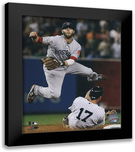 Dustin Pedroia 2011 Action 12x14 Black Modern Wood Framed Art Print Poster