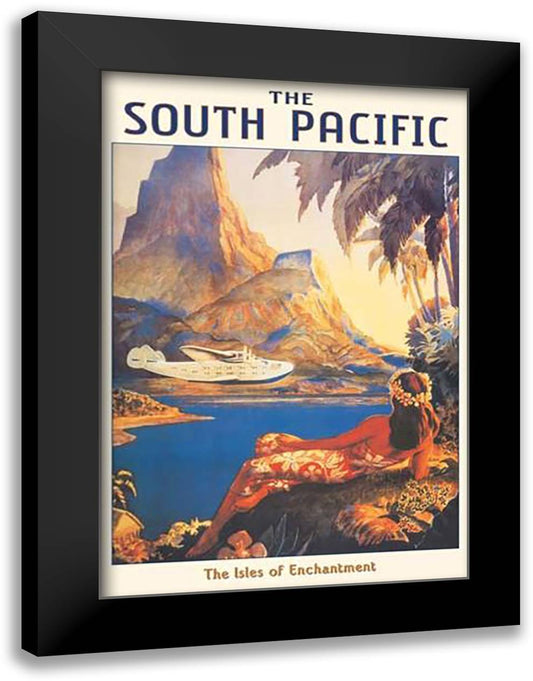 South Pacific-Isles of Enchantment 28x40 Black Modern Wood Framed Art Print Poster