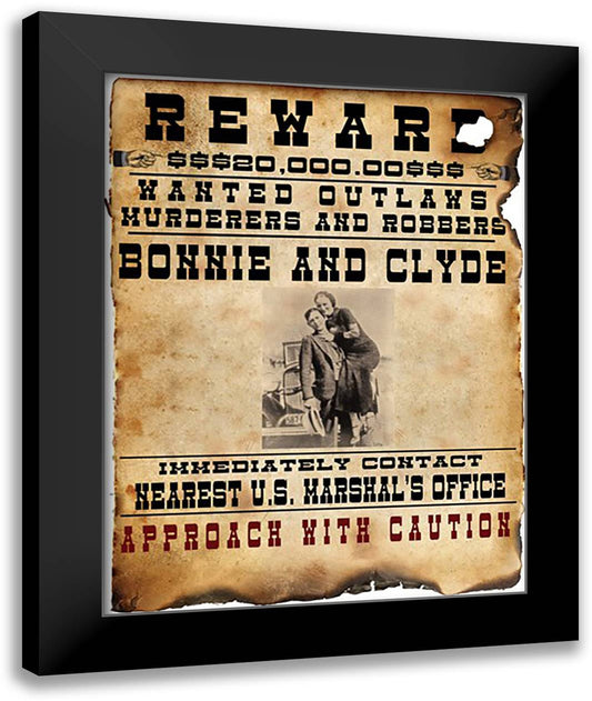 Bonnie and Clyde Wanted Poster 22x28 Black Modern Wood Framed Art Print Poster