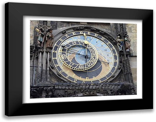 Prague - Astronomical Clock Detail 28x22 Black Modern Wood Framed Art Print Poster