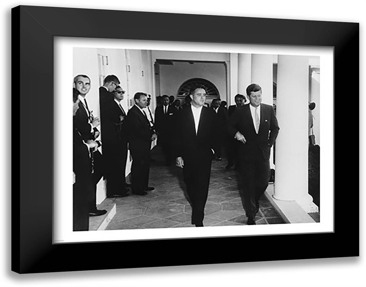 Sargent Shriver with JFK 28x22 Black Modern Wood Framed Art Print Poster