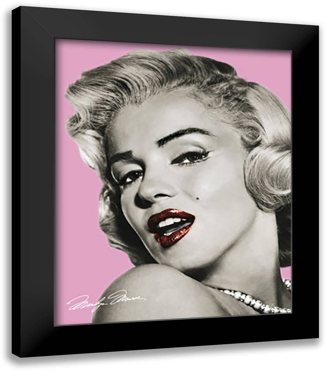 Marilyn Monroe - Lips 20x24 Black Modern Wood Framed Art Print Poster