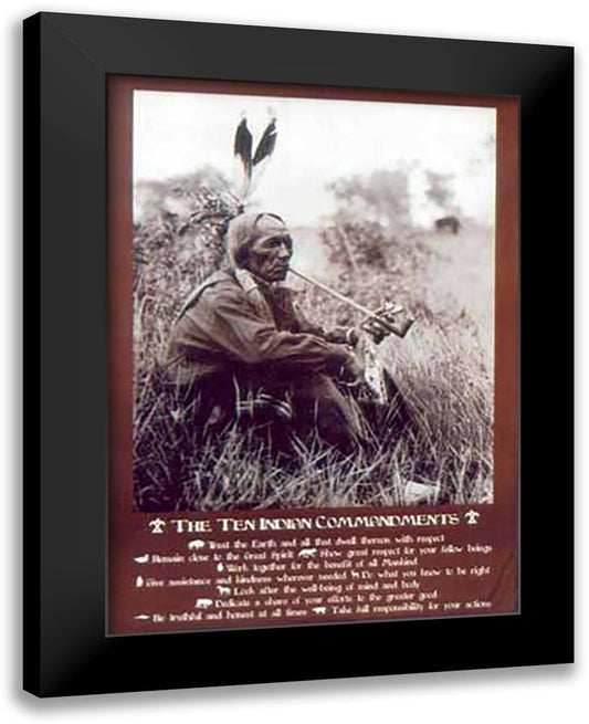 TEN INDIAN COMMANDMENTS 28x40 Black Modern Wood Framed Art Print Poster