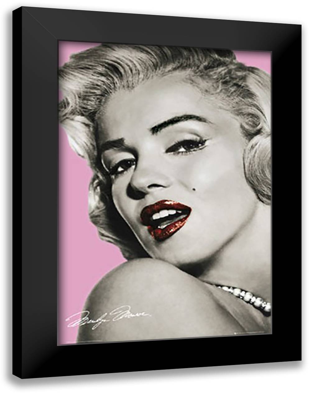 Marilyn Monroe - Lips 28x40 Black Modern Wood Framed Art Print Poster