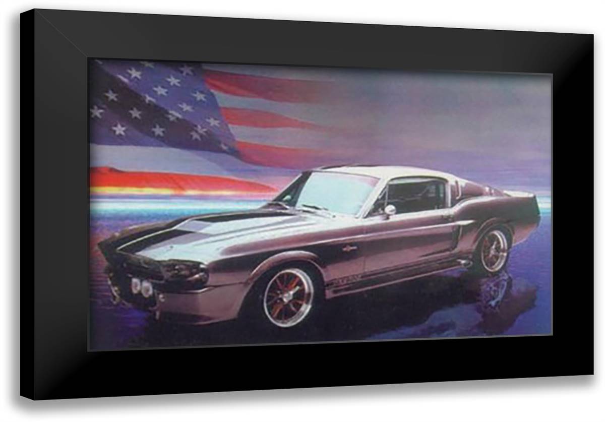 MUSTANG GT 500 40x28 Black Modern Wood Framed Art Print Poster