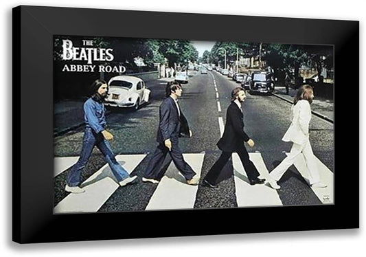 THE BEATLES-ABBEY ROAD 39x26 Black Modern Wood Framed Art Print Poster