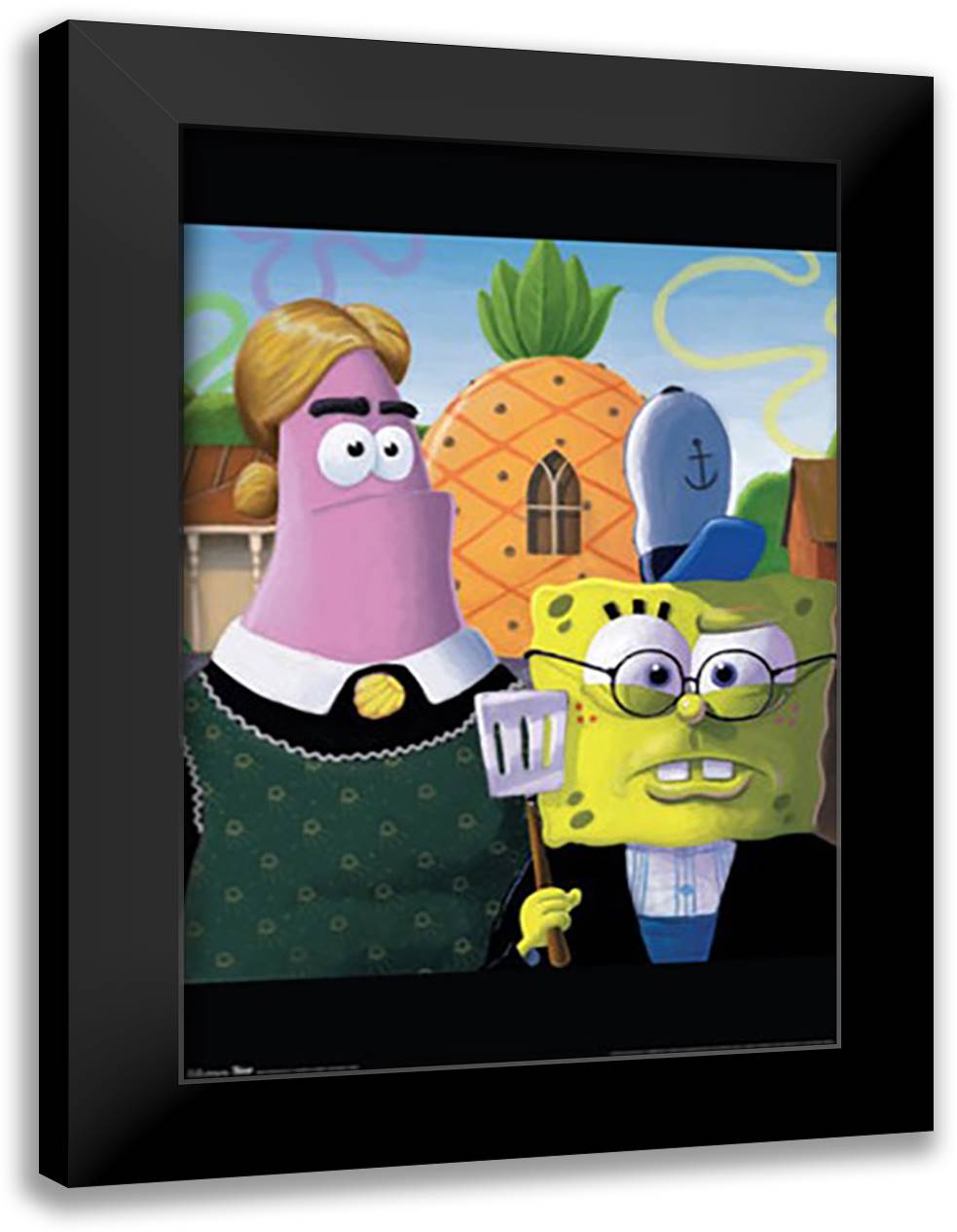 Spongebob - American Gothic 26x39 Black Modern Wood Framed Art Print Poster