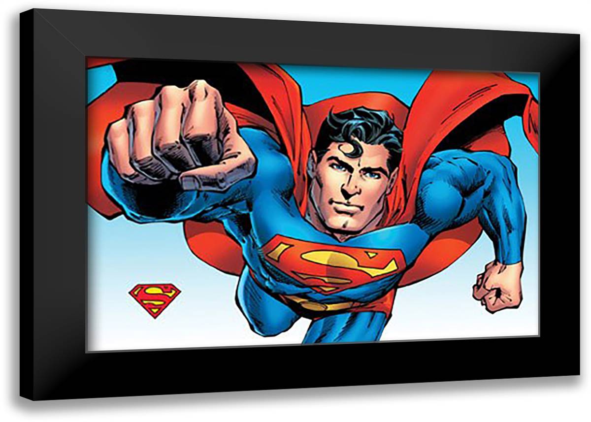 Superman Comics 38x27 Black Modern Wood Framed Art Print Poster