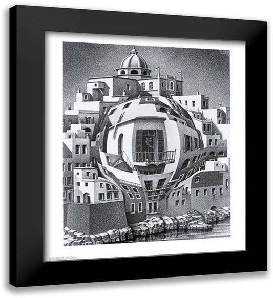 Balcony 26x30 Black Modern Wood Framed Art Print Poster by Escher, M.C.