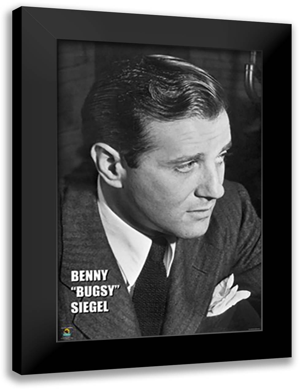 Benny ""Bugsy"" Siegel 28x40 Black Modern Wood Framed Art Print Poster