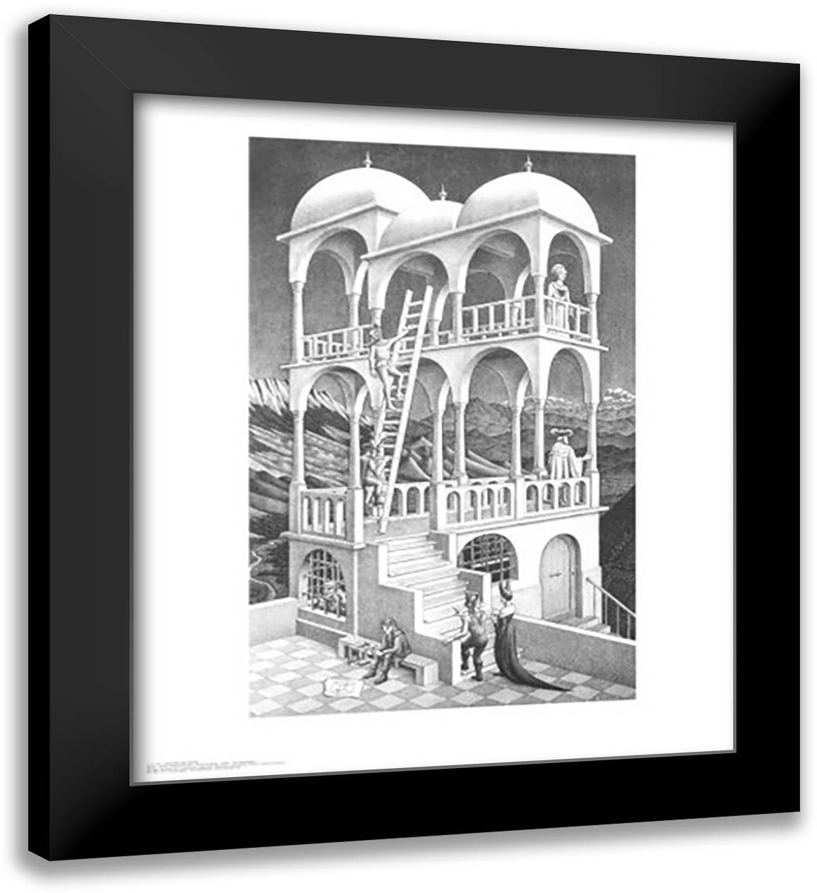 Belvedere 26x30 Black Modern Wood Framed Art Print Poster by Escher, M.C.