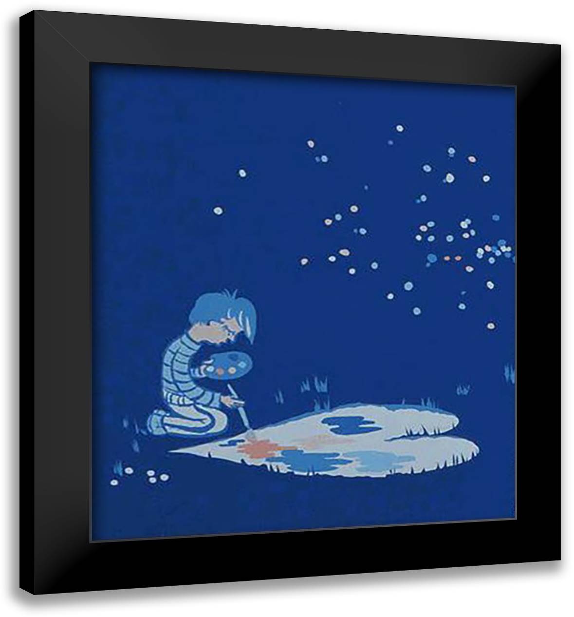 Blue Boy- Heart 20x24 Black Modern Wood Framed Art Print Poster by Laib, Jonathan