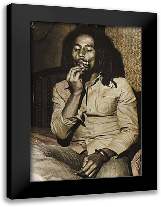 Bob Marley - Lighting 28x40 Black Modern Wood Framed Art Print Poster