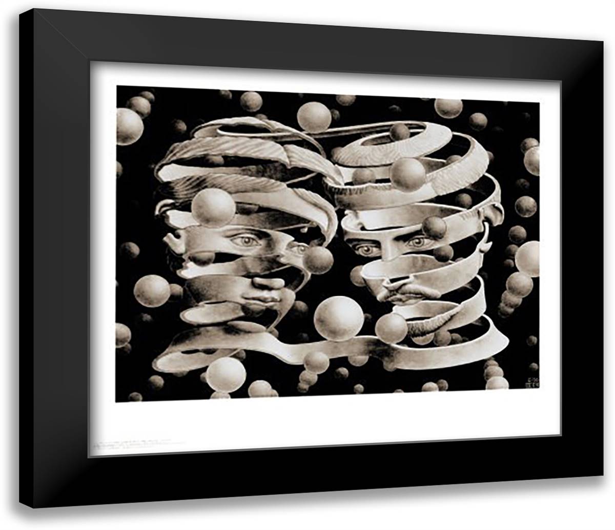 Bond of Union 30x26 Black Modern Wood Framed Art Print Poster by Escher, M.C.