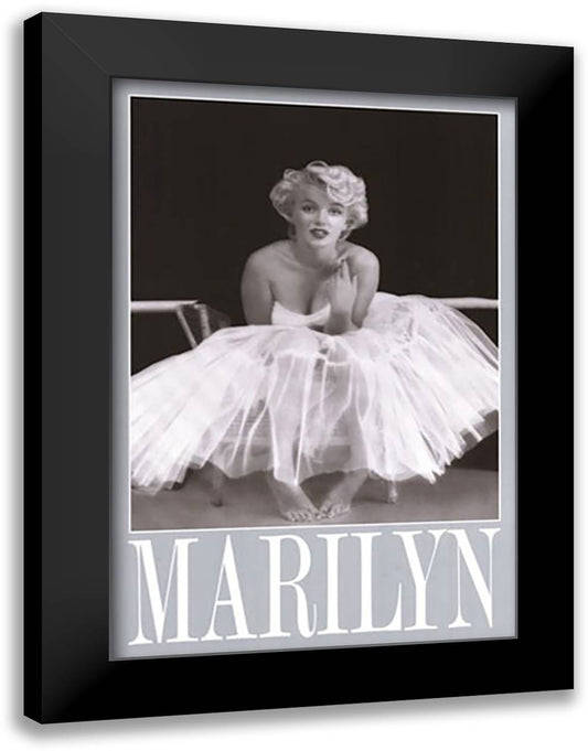 Marilyn Monroe - White Dress 28x40 Black Modern Wood Framed Art Print Poster