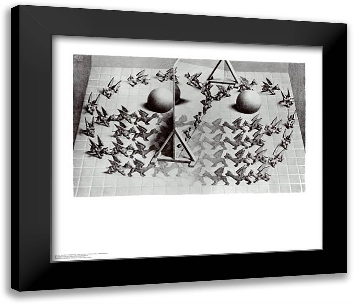 Magic Mirror 30x26 Black Modern Wood Framed Art Print Poster by Escher, M.C.