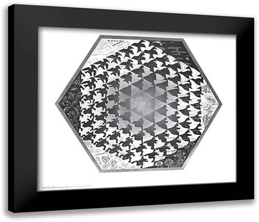 Verbum 30x26 Black Modern Wood Framed Art Print Poster by Escher, M.C.