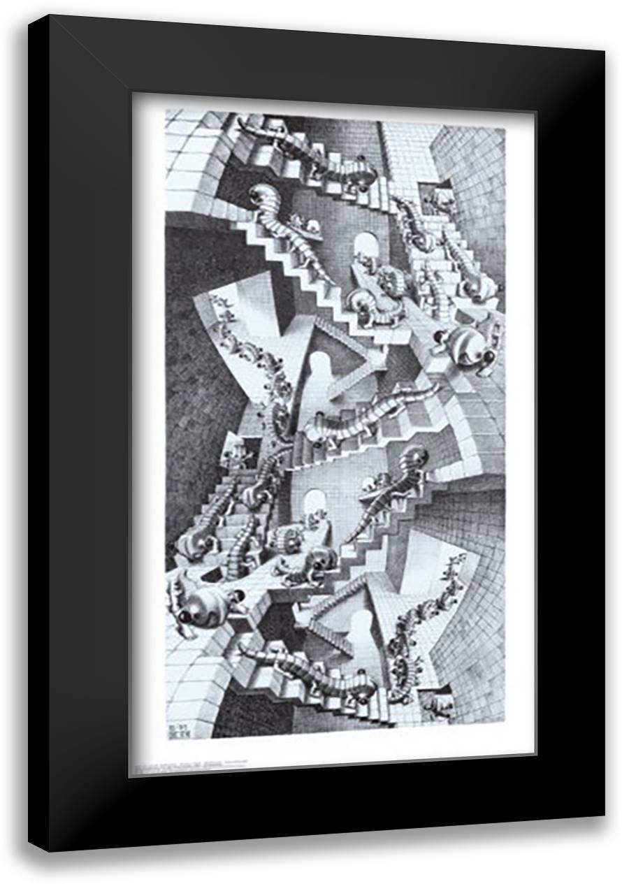 House of Stairs 22x35 Black Modern Wood Framed Art Print Poster by Escher, M.C.