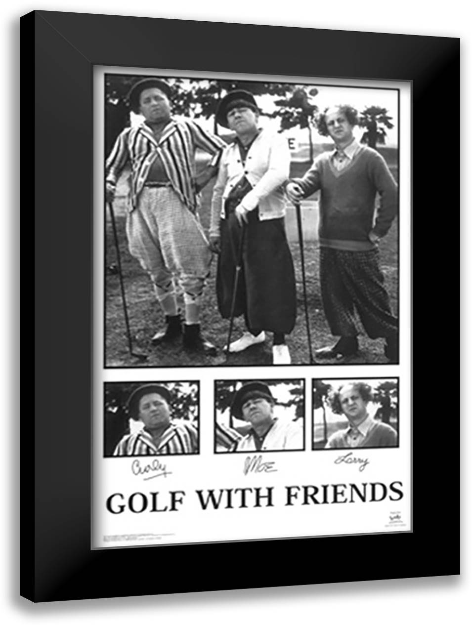 Three Stooges Golf With Friend 27x29 Black Modern Wood Framed Art Print Poster