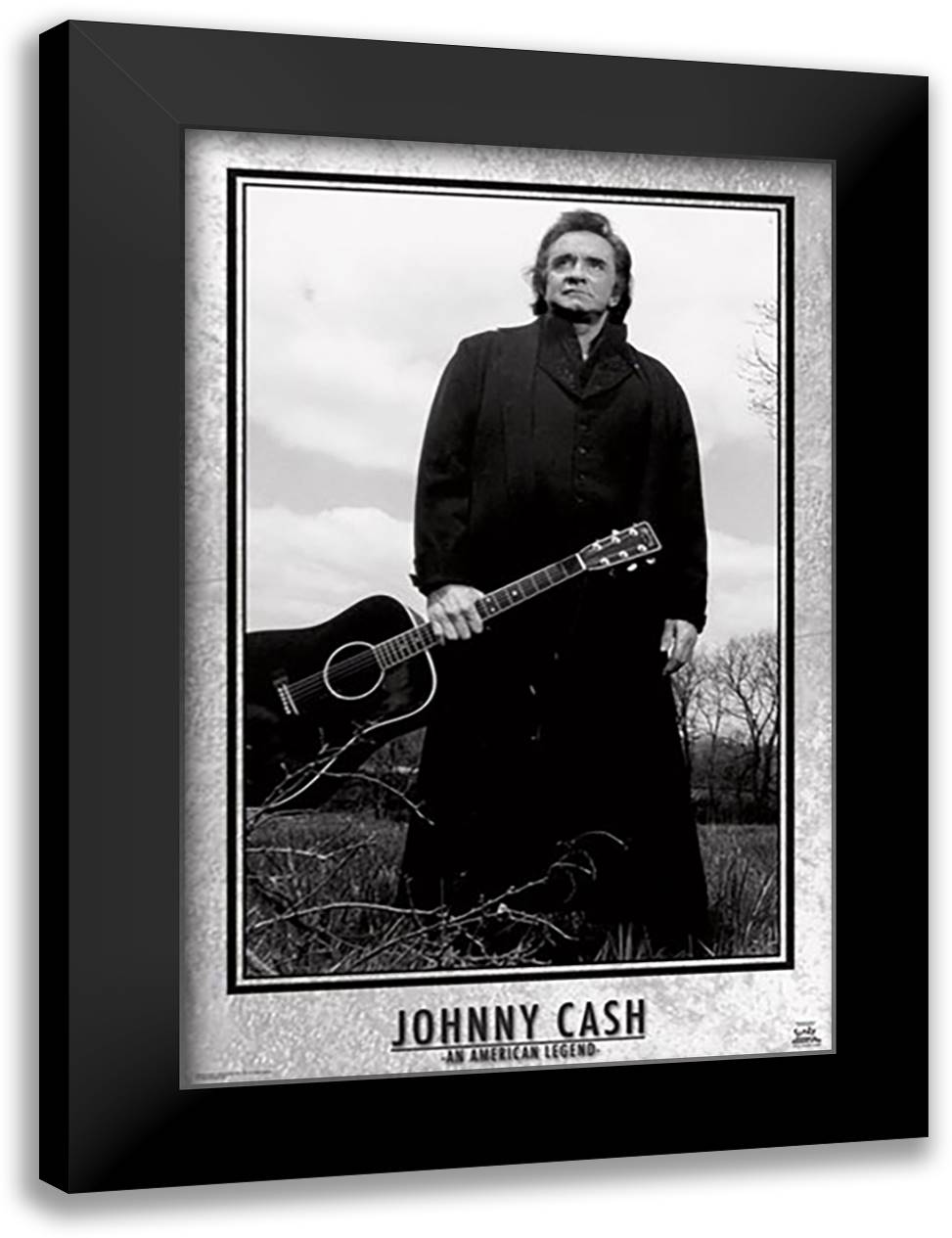 Johnny Cash 28x40 Black Modern Wood Framed Art Print Poster