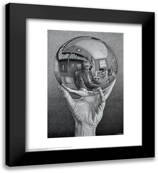 Hand with Sphere 26x30 Black Modern Wood Framed Art Print Poster by Escher, M.C.