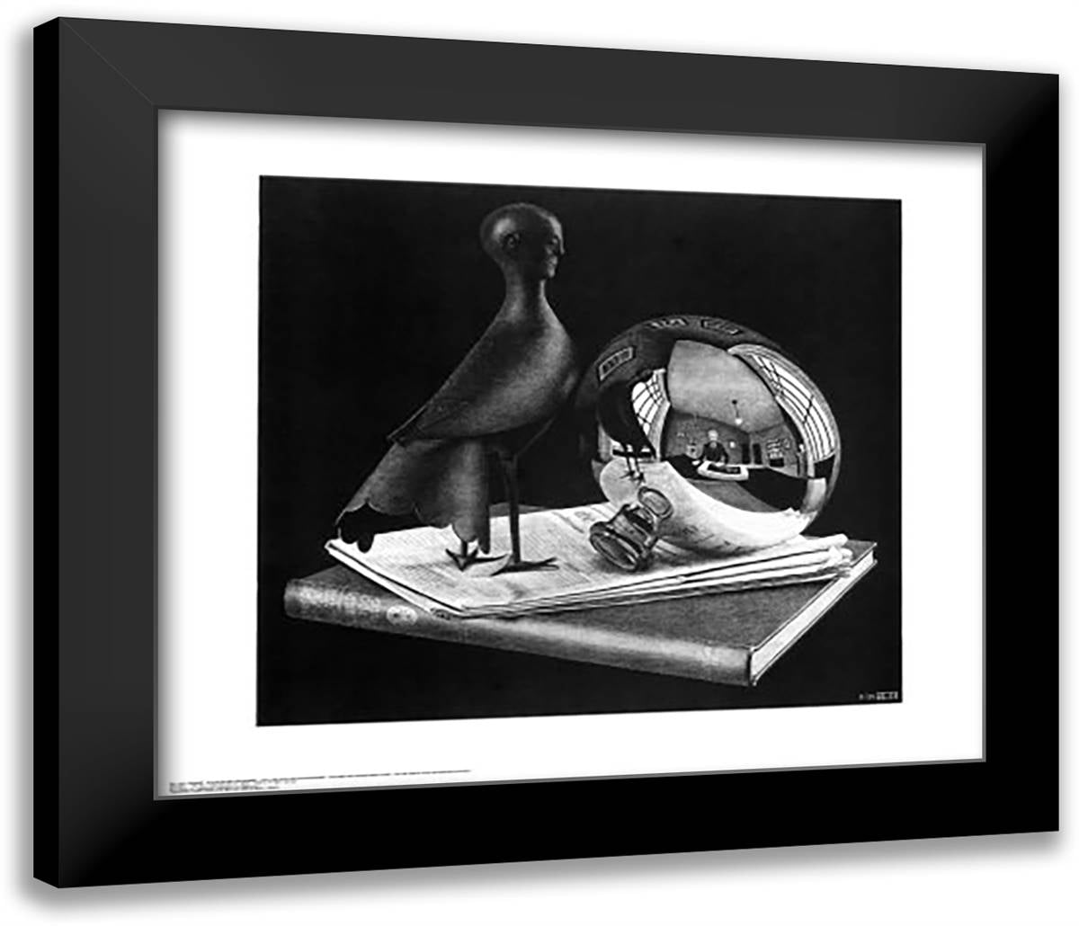 Still Life with Reflecting Sphere 30x26 Black Modern Wood Framed Art Print Poster by Escher, M.C.