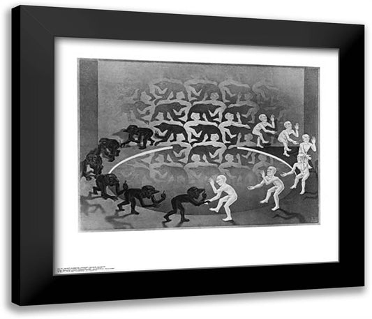 Encounter 30x26 Black Modern Wood Framed Art Print Poster by Escher, M.C.