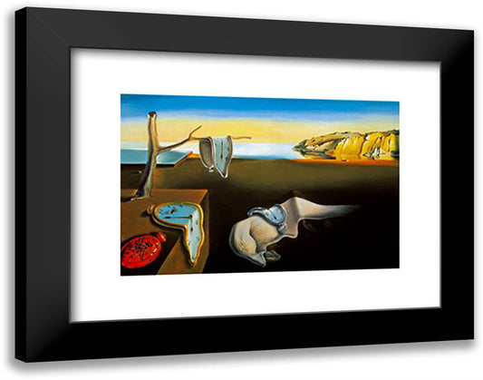 The Persistence Of Memory 20x16 Black Modern Wood Framed Art Print Poster by Dali, Salvador