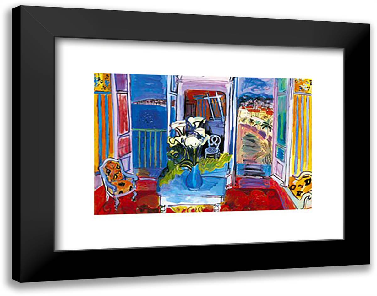 Interior With Open Windows 20x16 Black Modern Wood Framed Art Print Poster by Dufy, Raoul