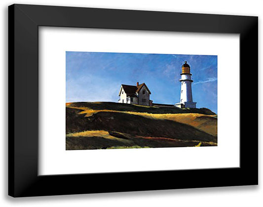 Lighthouse Hill 20x16 Black Modern Wood Framed Art Print Poster by Hopper, Edward