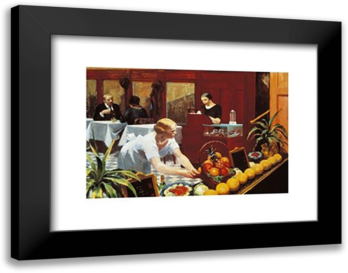 Tables For Ladies 20x16 Black Modern Wood Framed Art Print Poster by Hopper, Edward