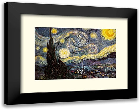 Starry Night 20x16 Black Modern Wood Framed Art Print Poster by Van Gogh, Vincent