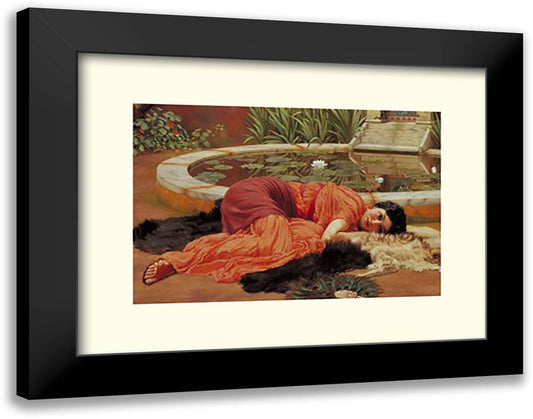 Dolce Far Niente 20x16 Black Modern Wood Framed Art Print Poster by Godward, John William