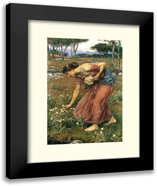 Narcissus 16x20 Black Modern Wood Framed Art Print Poster by Waterhouse, John William