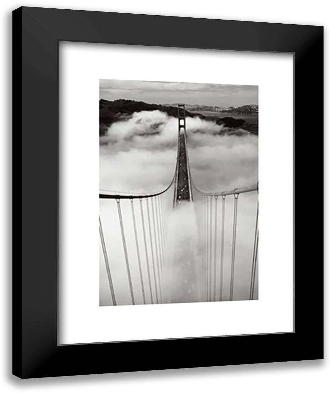 Golden Gate Bridge In Fog 16x20 Black Modern Wood Framed Art Print Poster by Ressmeyer, Roger