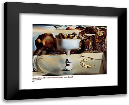 Apparition of Face and Fruit Dish on a Beach, c.1938 24x20 Black Modern Wood Framed Art Print Poster by Dali, Salvador