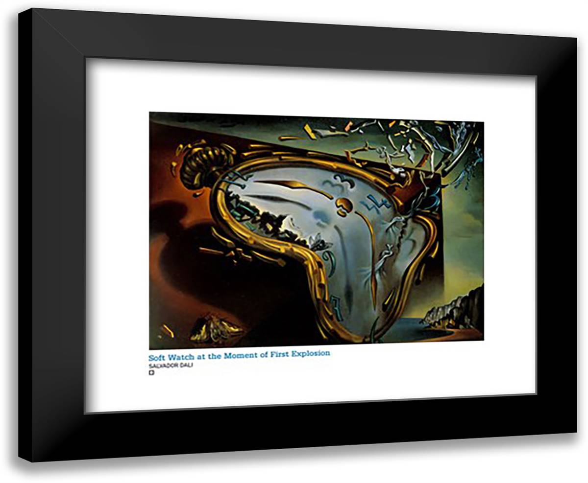 La Montre Molle 24x20 Black Modern Wood Framed Art Print Poster by Dali, Salvador