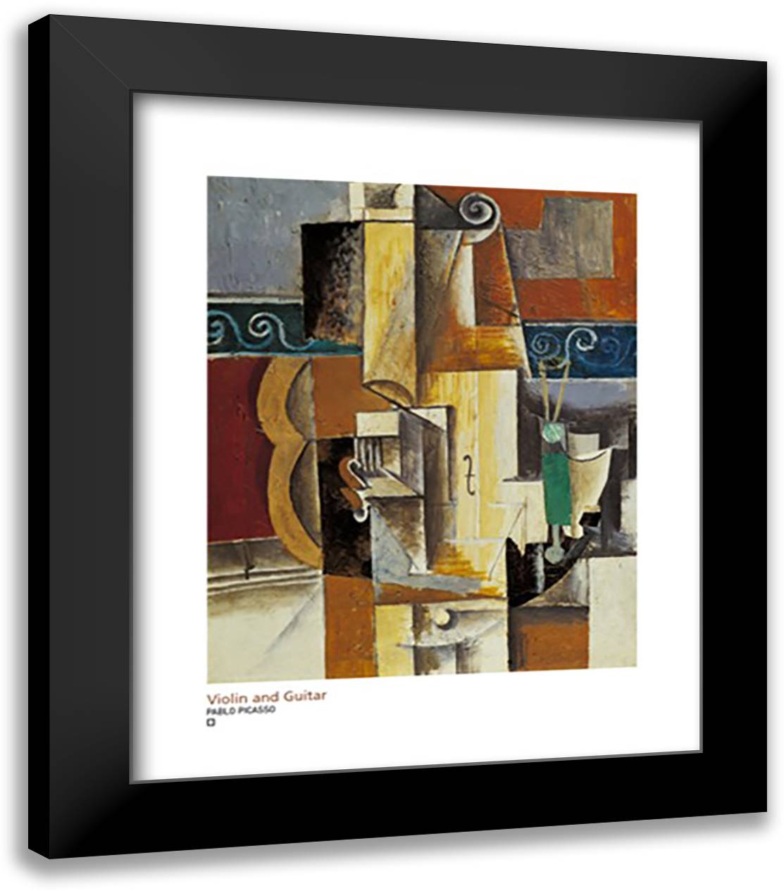 Violin And Guitar 20x24 Black Modern Wood Framed Art Print Poster by Picasso, Pablo