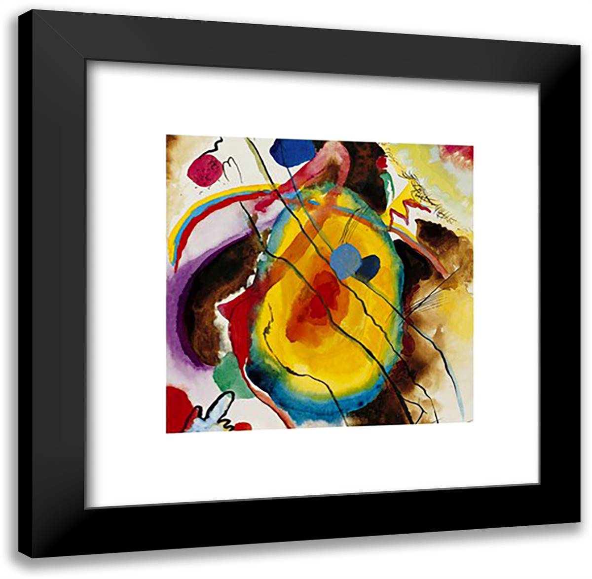 Study For A Panel 20x20 Black Modern Wood Framed Art Print Poster by Kandinsky, Wassily