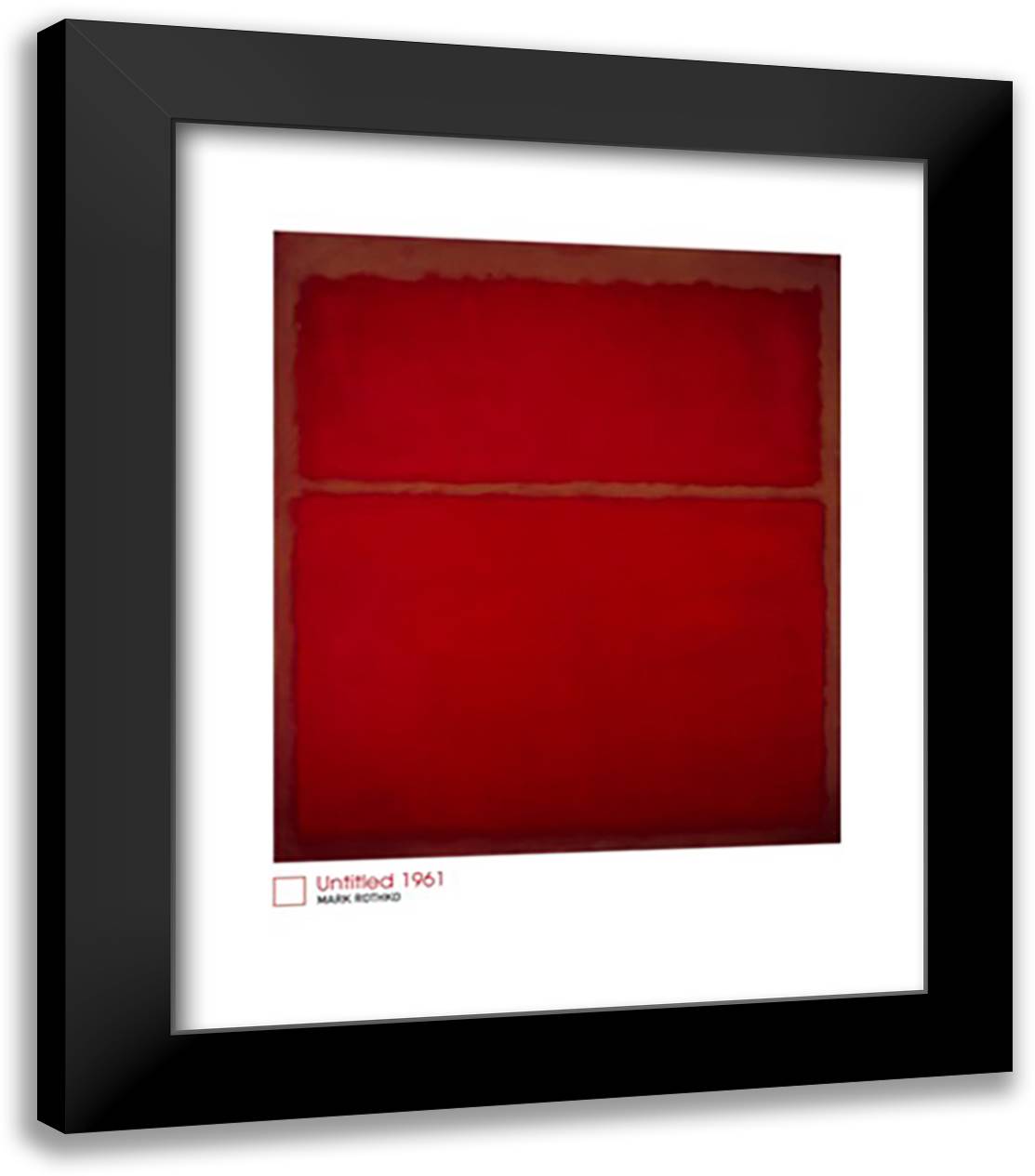 Untitled, 1961 (Red On Red) 20x20 Black Modern Wood Framed Art Print Poster by Rothko, Mark