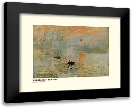 Impressionist Sunrise 24x20 Black Modern Wood Framed Art Print Poster by Monet, Claude