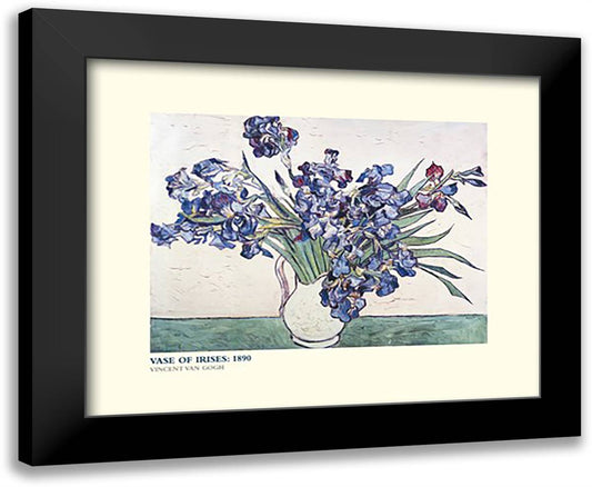 Vase Of Irises 24x20 Black Modern Wood Framed Art Print Poster by Van Gogh, Vincent