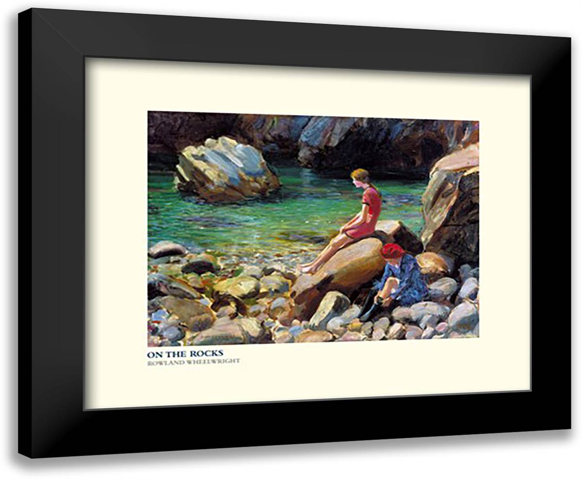 On The Rocks 24x20 Black Modern Wood Framed Art Print Poster by Wheelwright, Roland