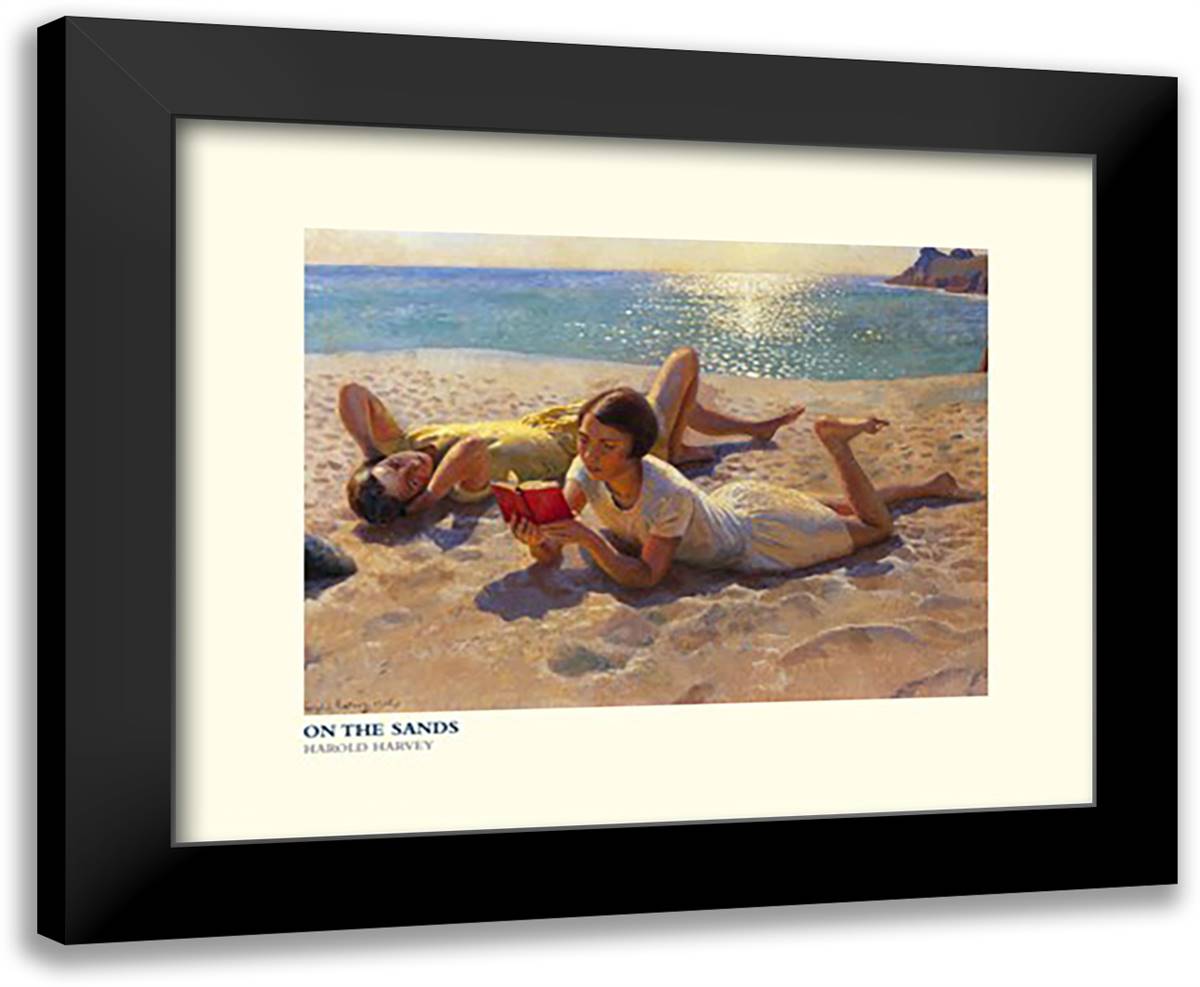 On The Sands 24x20 Black Modern Wood Framed Art Print Poster by Harvey, Harold