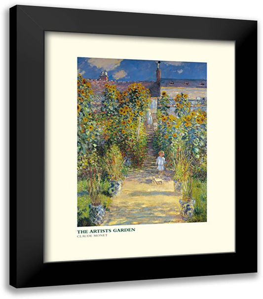 Artist'S Garden At Vetheuil 20x24 Black Modern Wood Framed Art Print Poster by Monet, Claude