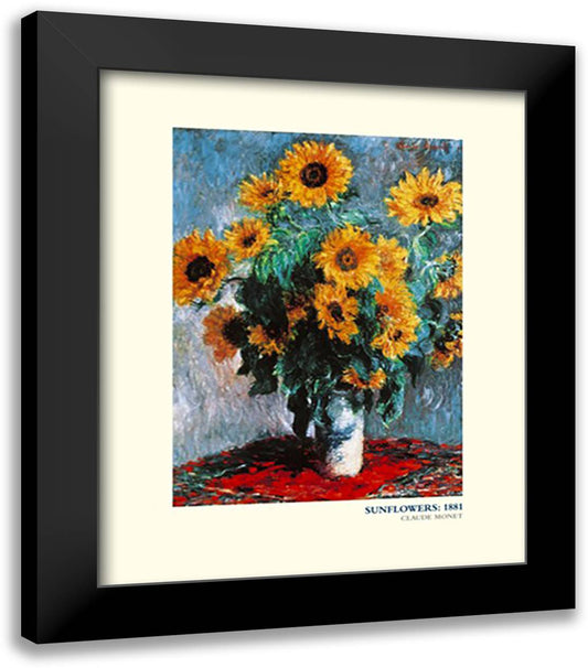 Sunflowers 20x24 Black Modern Wood Framed Art Print Poster by Monet, Claude