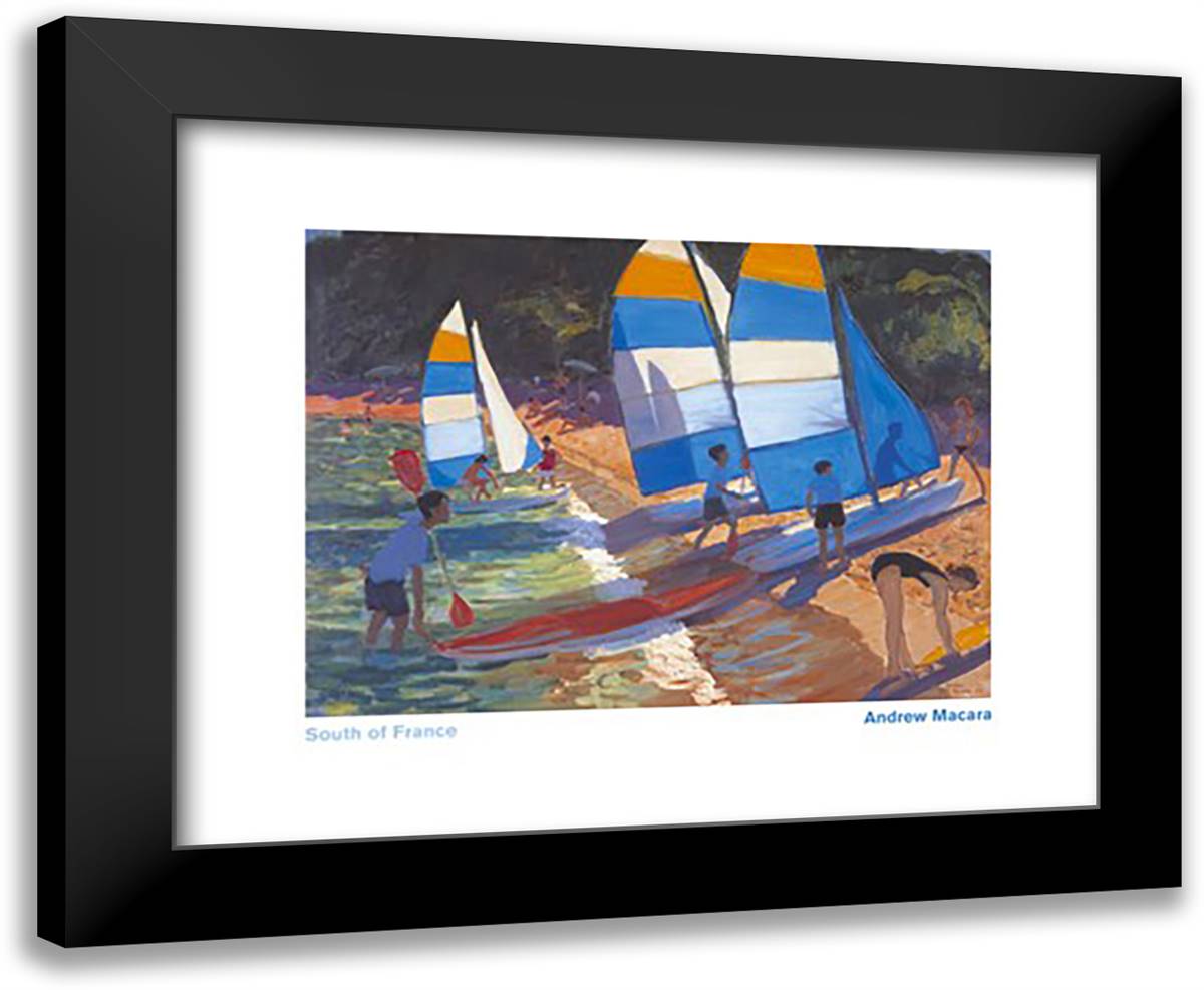 Sailboats - South Of France 24x20 Black Modern Wood Framed Art Print Poster by Macara, Andrew