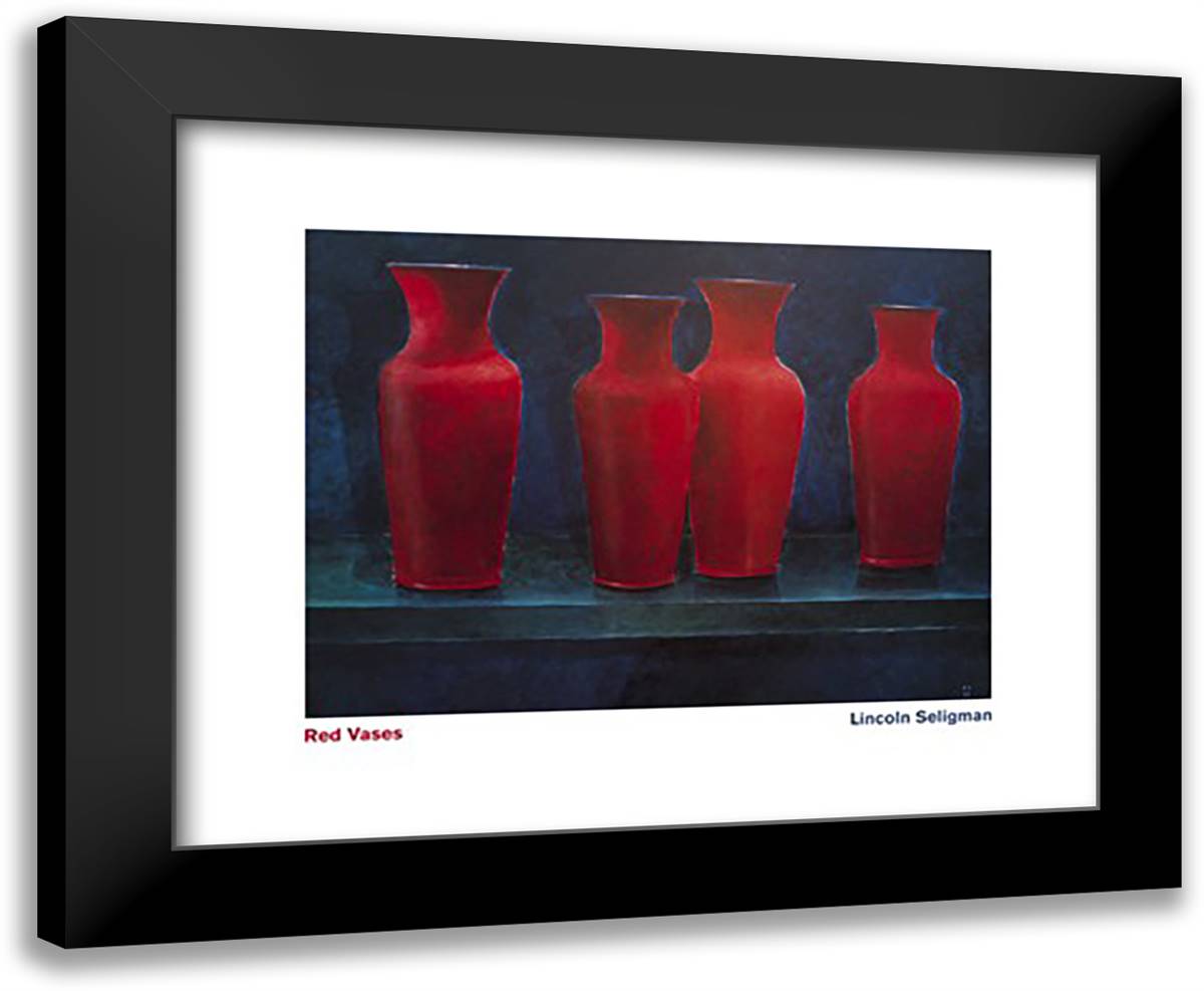 Red Vases 24x20 Black Modern Wood Framed Art Print Poster by Seligman, Lincoln