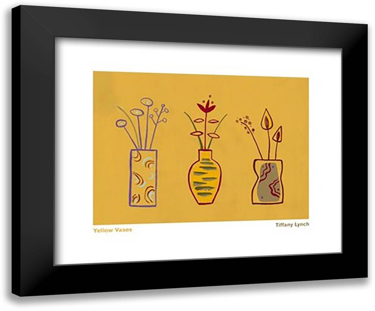 Yellow Vases 24x20 Black Modern Wood Framed Art Print Poster by Lynch, Tiffany